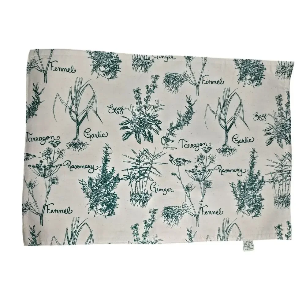 Vintage 1993 Kismet Cotton Placemats Set of 4 Botanical Herb Garden Cottagecore